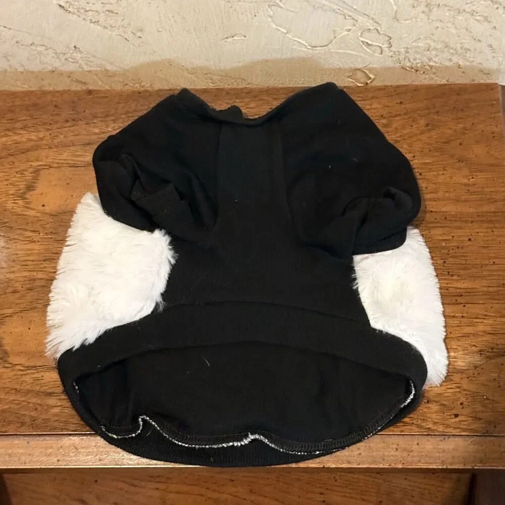Dog Shirt-Black Penguin Fuzzy with Red Bow size Medium